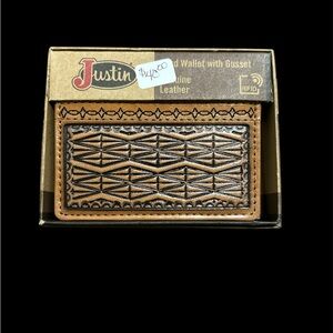 Justin Boots Tan and Black Leather Card Holder